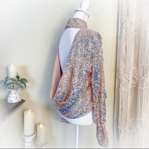 Free People Moonstruck Sequin Open Back Top - Picture 2 of 13